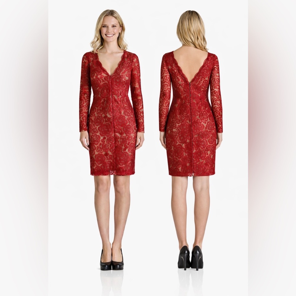 Vera Wang Sheath Dress 10 Lace Long Sleeve Stretch Career To Cocktail Party NEW
